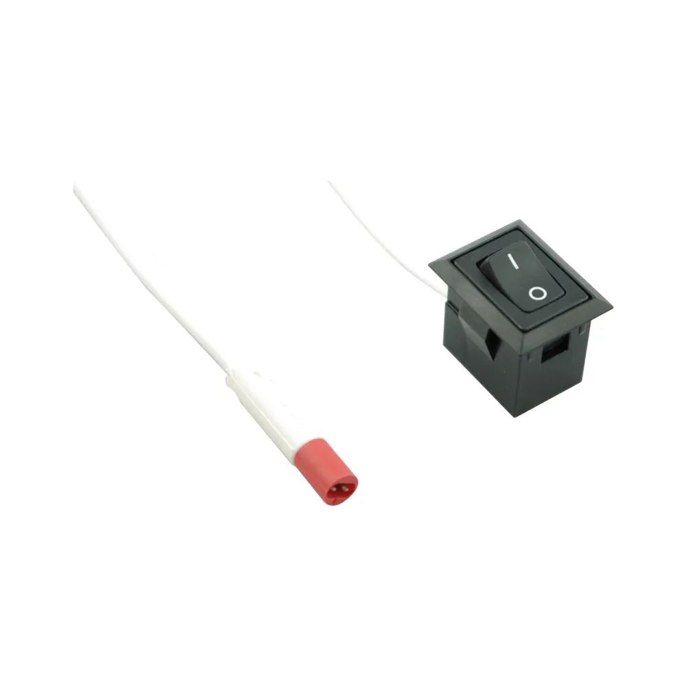 ELEKTRA Wippschalter Eckig, schwarz ein/aus mit Prägung, 2000mm mit Ministecker