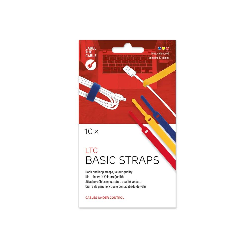 Label-the-cable LTC BASIC STRAPS - Kabelbinder - 17 cm - Blau, Gelb, Rot (Packung mit 10)
