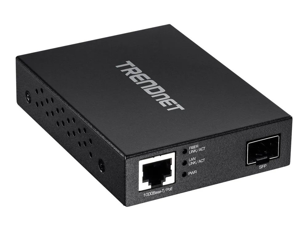 TRENDnet TFC-PGSFP - Medienkonverter - 1GbE - 1000Base-LX, 1000Base-SX, 1000Base-T - RJ-45 / SFP (mini-GBIC)