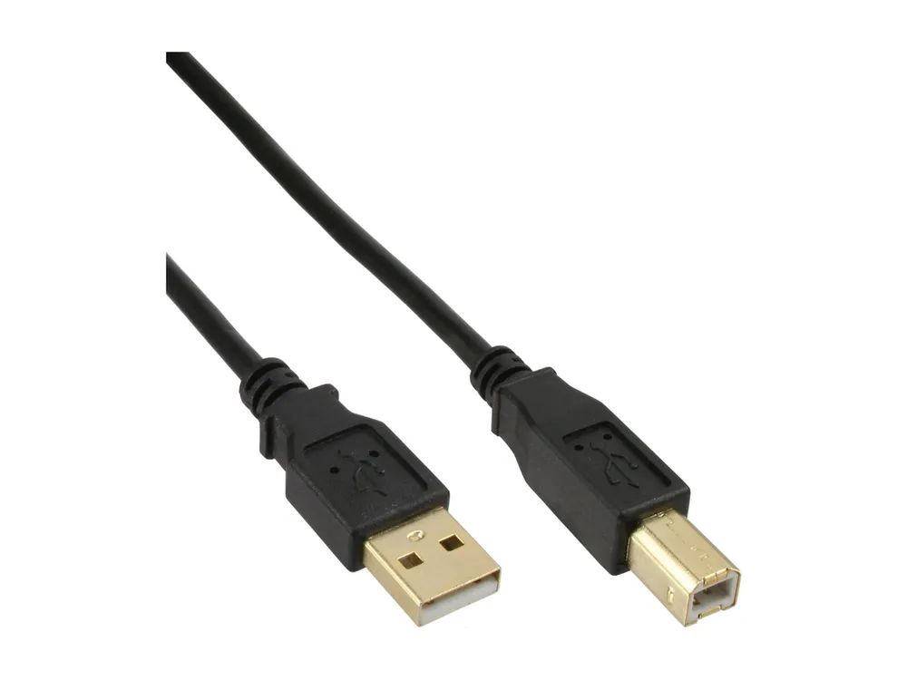 InLine USB 2.0 Kabel - A an B - schwarz - Kontakte gold - 1,5m