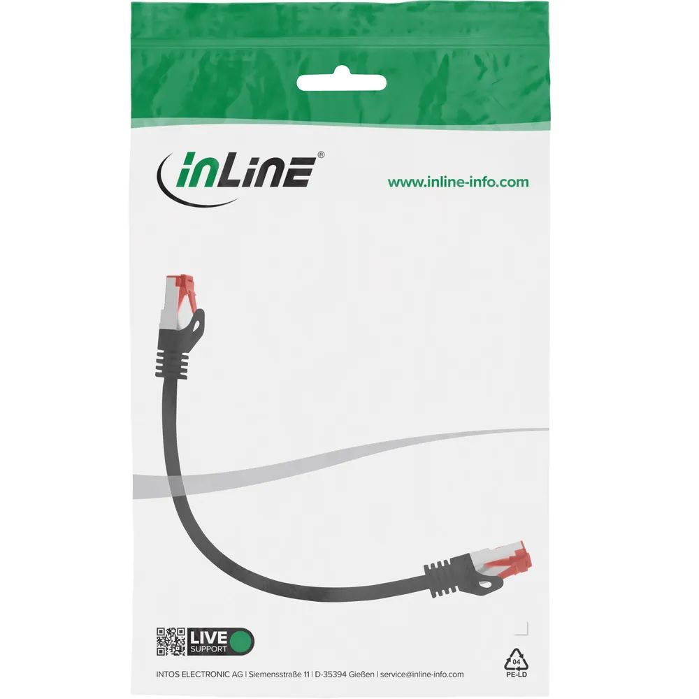 InLine Patchkabel - S/FTP (PiMf) - Cat.6 - 250MHz - PVC - Kupfer - schwarz - 0,3m