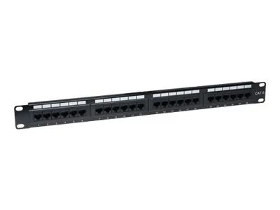 Intellinet 24-Port Cat6 Patchpanel, UTP, 1 HE - Patch Panel - CAT 6 - UTP - RJ-45 X 24 - Schwarz - 1U - 48.3 cm (19")