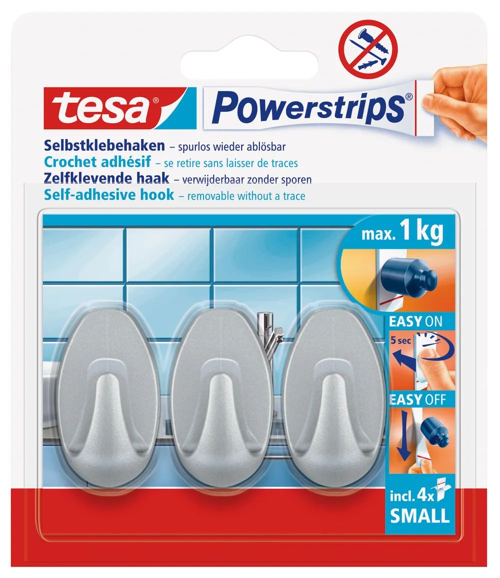 tesa® Powerstrips Haken Small oval, weiß, selbstklebend