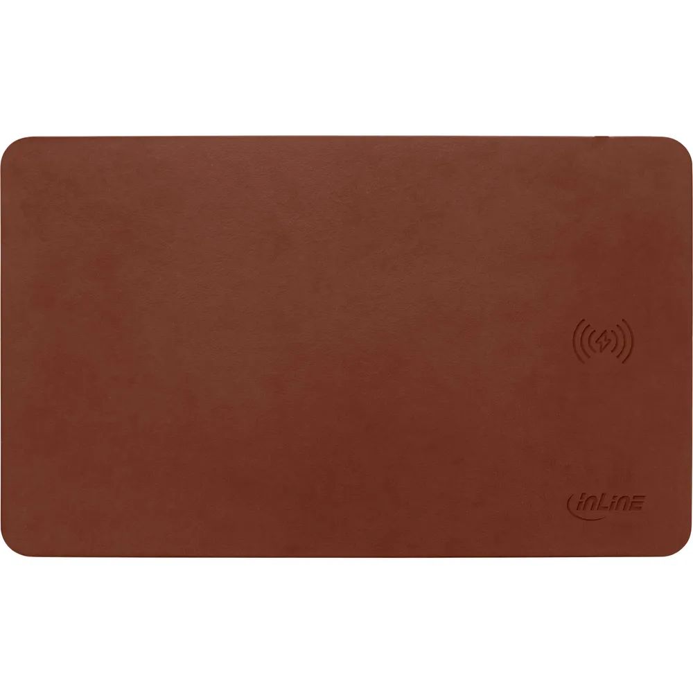 InLine Maus-Pad - Wireless Charging - 370x225x7mm - braun