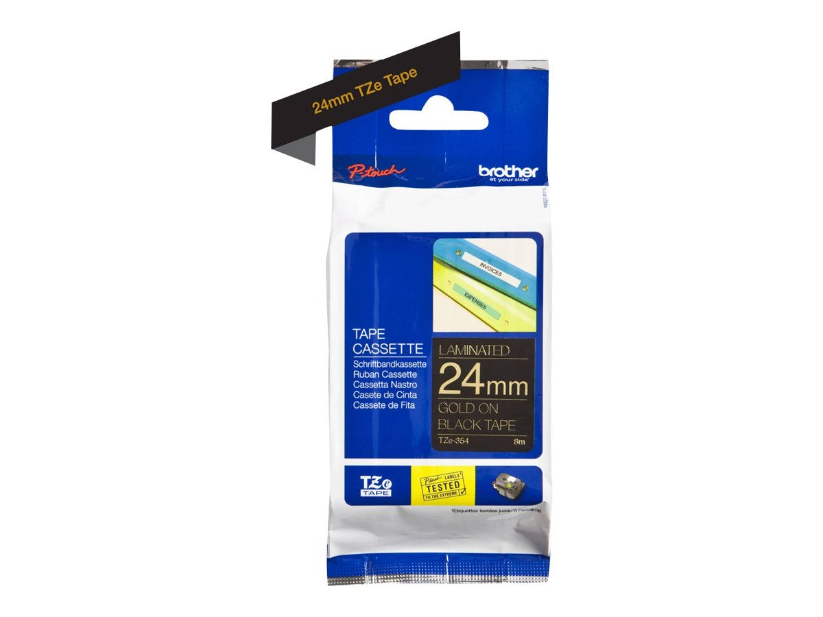 Brother TZe-354 - Selbstklebend - gold auf schwarz - Rolle (2,4 cm x 8 m)