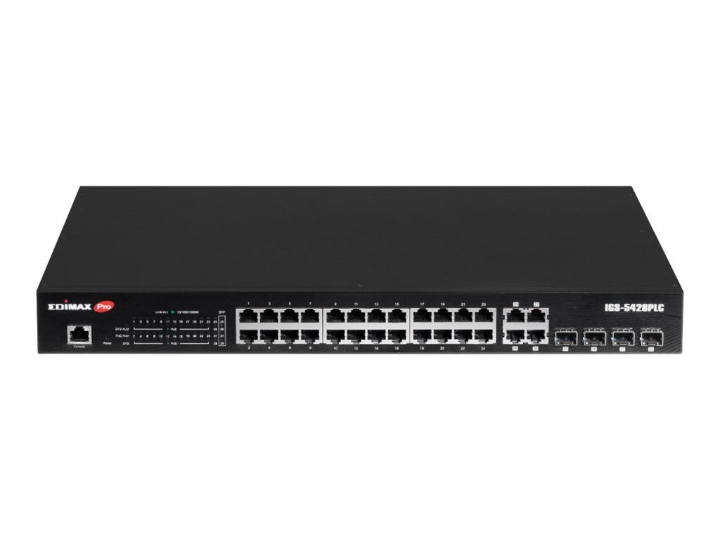 Edimax Pro IGS-5428PLC - Switch - Industrie, Überwachung, VLAN, PoE+, Web, Smart - Smart - 24 x 10/100/1000 (PoE+)