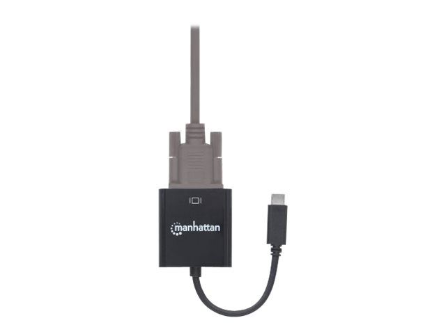 Manhattan USB-C to VGA Converter Cable, 1080p@60Hz, Black, 8cm, Male to Female, Lifetime Warranty, Blister - Videoadapter - 24 pin USB-C männlich zu HD-15 (VGA)