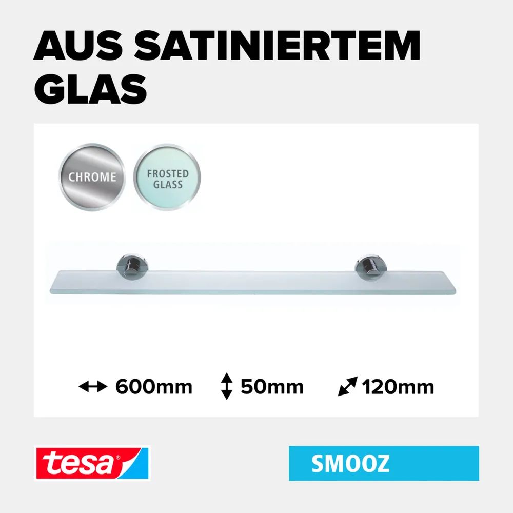 tesa® SMOOZ Glasablage, satiniertes Glas