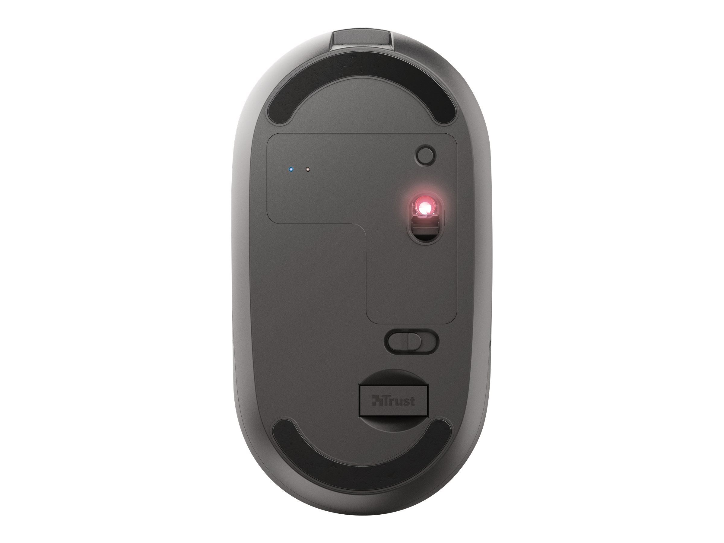 Trust Puck - Maus - rechts- und linkshändig - optisch - 4 Tasten - kabellos - Bluetooth, 2.4 GHz - kabelloser Empfänger (USB)