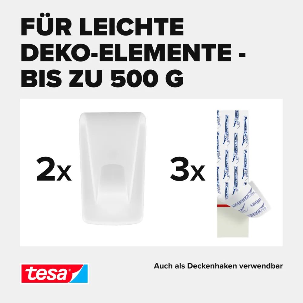 Tesa 77780 - Indoor - Hilfshaken - Weiß - Klebestreifen - 0,5 kg - Putz