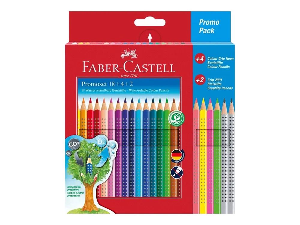 FABER-CASTELL Colour GRIP Promo Pack - Farb- und Bleistiftset - verschiedene Farben, Neon-Farben (sortiert)