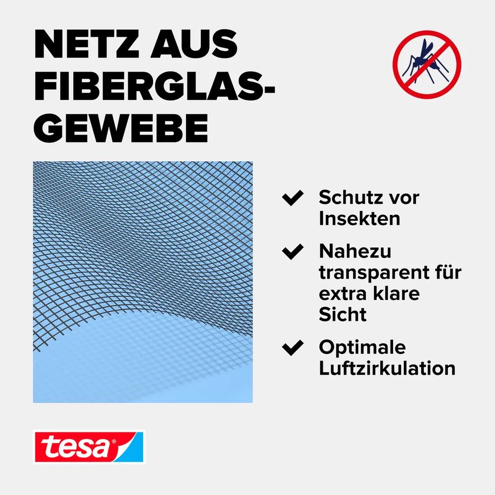 tesa® Fiberglas-Fliegengitter 1,20 x 2,50m, anthrazit