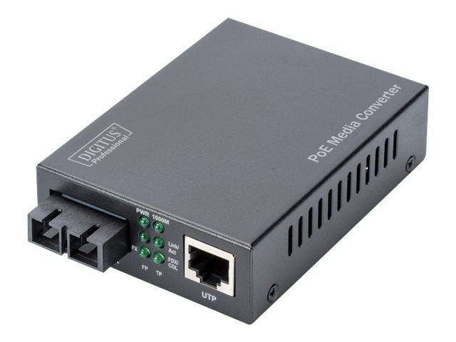 DIGITUS Gigabit PoE Medienkonverter, RJ45 / SC, MM, PSE