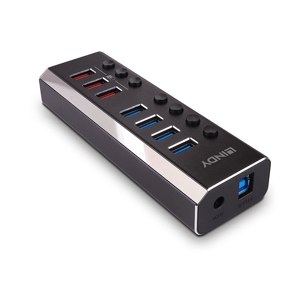 Lindy Hub - mit 3 Quick Charge 3.0 Ports - 7 x USB 3.2