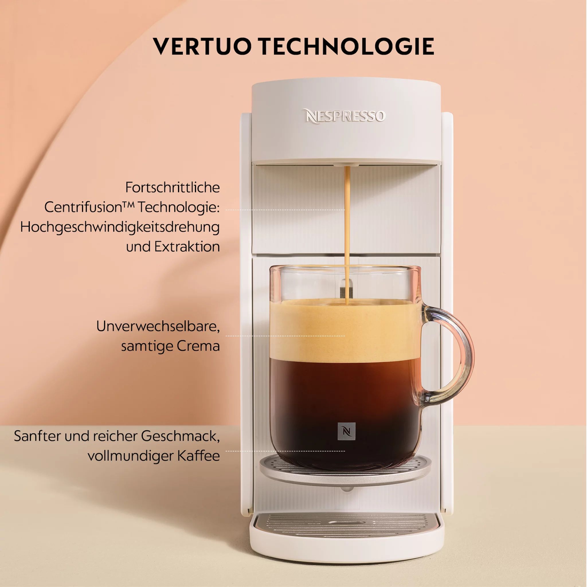 DeLonghi VERTUO Up Nespresso Kapselmaschine ENV200.W Pearl White