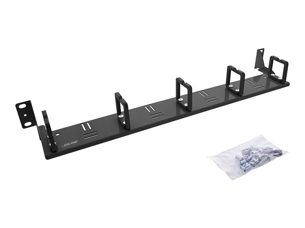 InLine 19" Kabelführungspanel - 1HE - 5 Kunststoffbügel - horizontal - schwarz