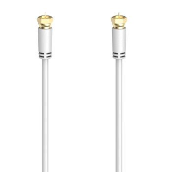 Hama SAT-Anschlusskabel, F-Stecker - F-Stecker, vergoldet, 5 m, 100 dB, Weiß