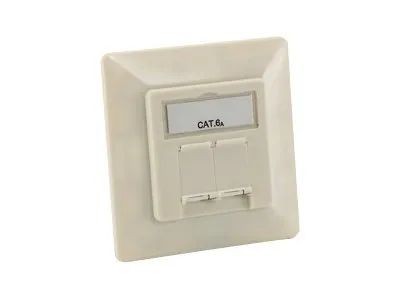 Equip Professional - Anschlussdose, Unterputz - CAT 6a - STP - RJ-45 X 2 - Pearl White, RAL 1013 (Packung mit 5)