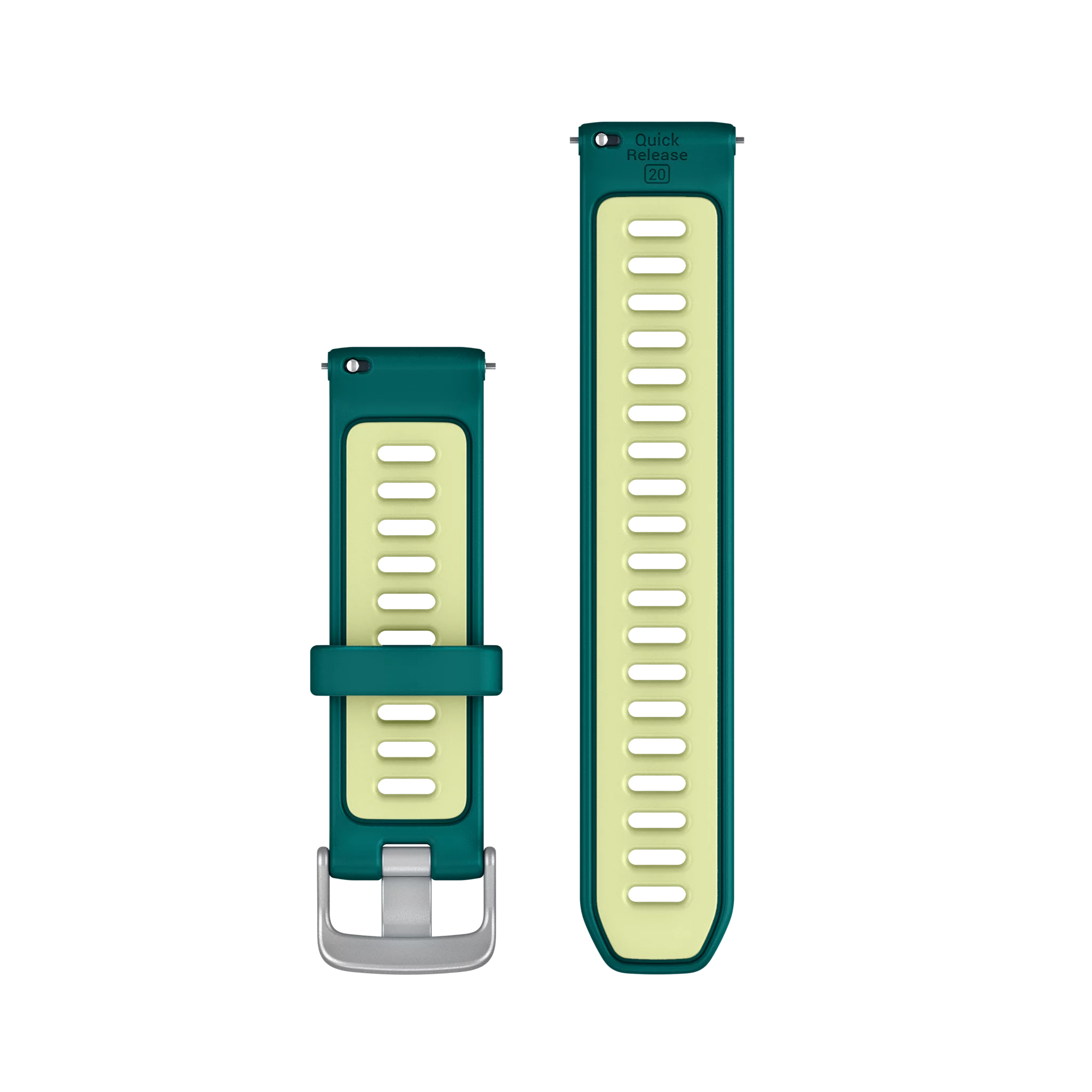 Garmin Schnellwechsel-Armband 20mm Silikon Teal Green/Zitrone mit Teilen aus Edelstahl Silber