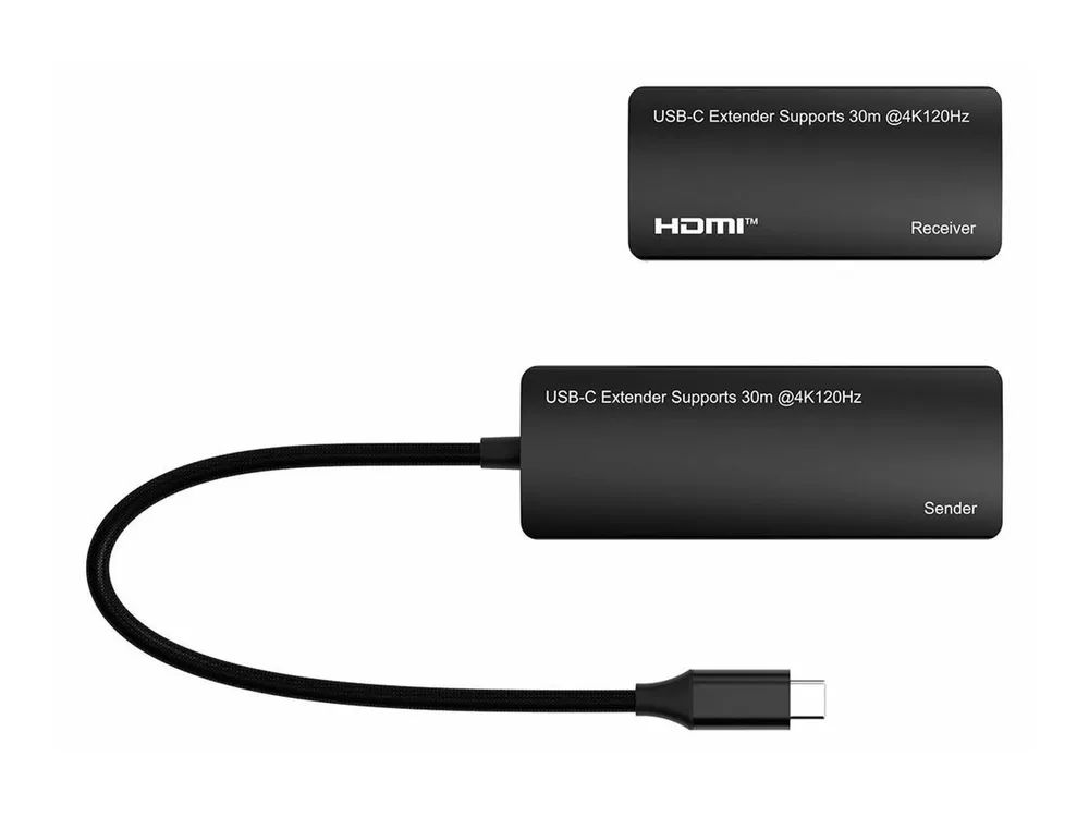 MicroConnect USB-C to HDMI Extender via ethernet 30m distance at - Ethernet - USB Typ C