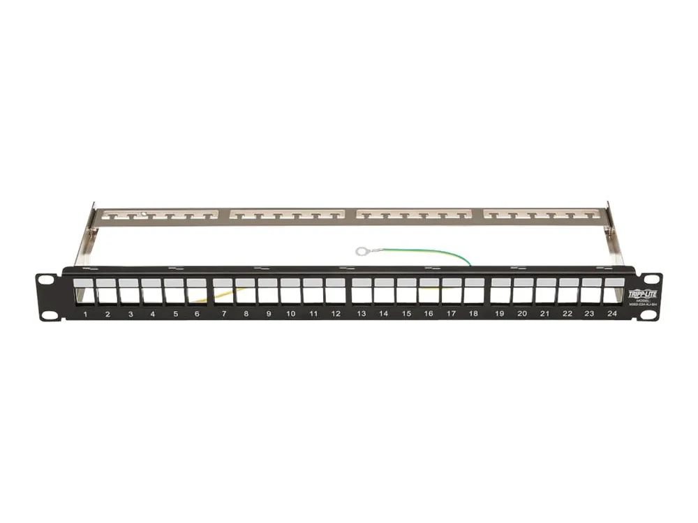 Tripp Eaton Tripp Lite Series 24-Port 1U Rack-Mount Shielded Blank Keystone/Multimedia Patch Panel, RJ45 Ethernet, USB, HDMI, Cat5e/6 - Patch Panel - Schwarz - 1U - 48.3 cm (19")