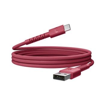 Fresh 'n Rebel USB-A zu USB-C silikon geflochtenes Kabel "FlexWave" 2m, Berry Red