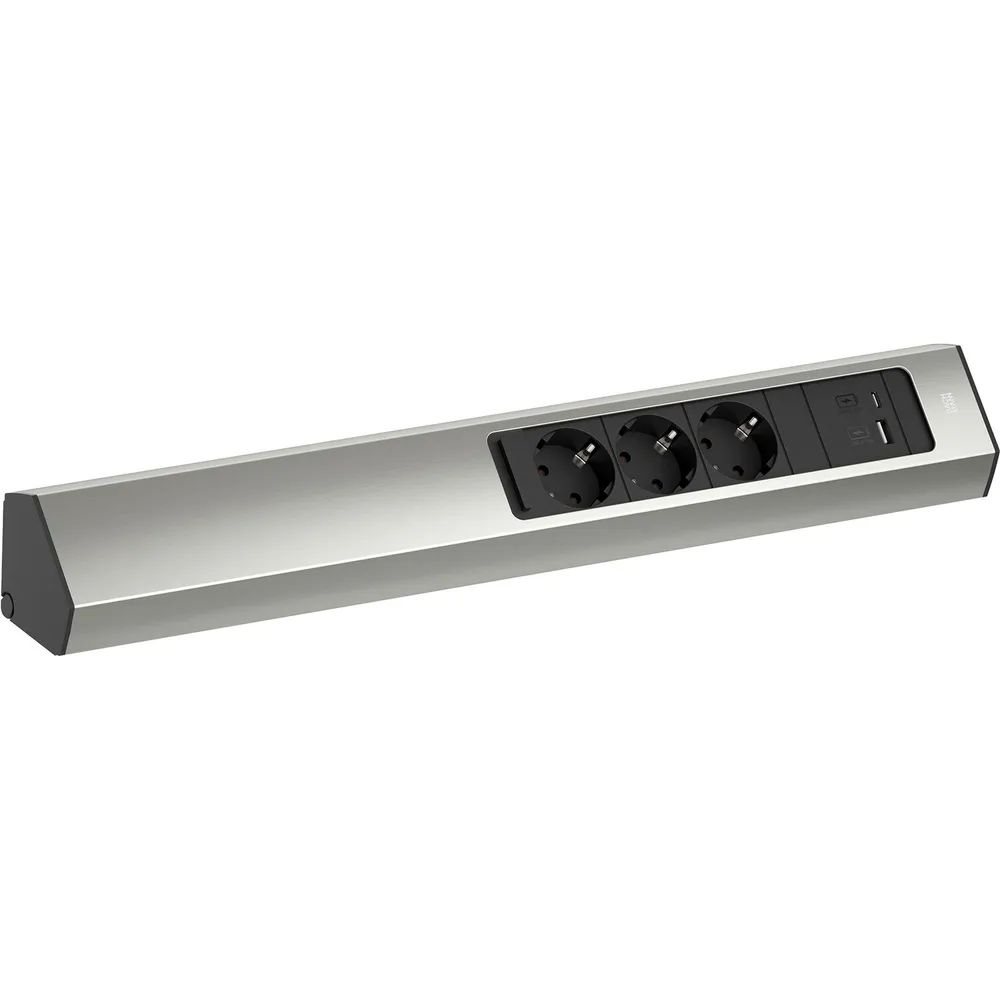 BACHMANN Steckdosenleiste Casia2 L 3 Steckdosen, USB A+C Charger Edelstahl