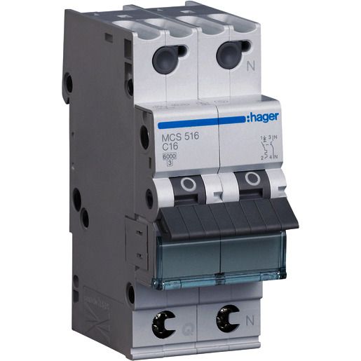 Hager LS-SCHALTER 1P+N 16A-C6KA 2PLE / HAGER MCS516 QUICK CONNECT MCS516