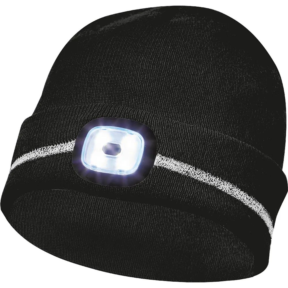 GEBOL Haube mit Reflektionsstreifen und LED-Lampe schwarz