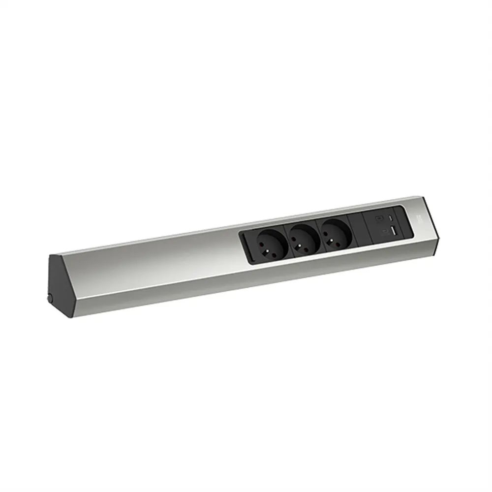 BACHMANN CASIA 2 3xUTE 1xUSB A/C 22W 2,0m AEH Edelstahl-Optik