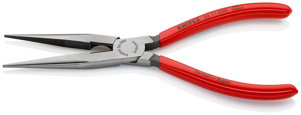 KNIPEX Flachrundzange mit Schneide (Storchschnabelzange) mit Kunststoff überzogen schwarz atramentiert 200 mm