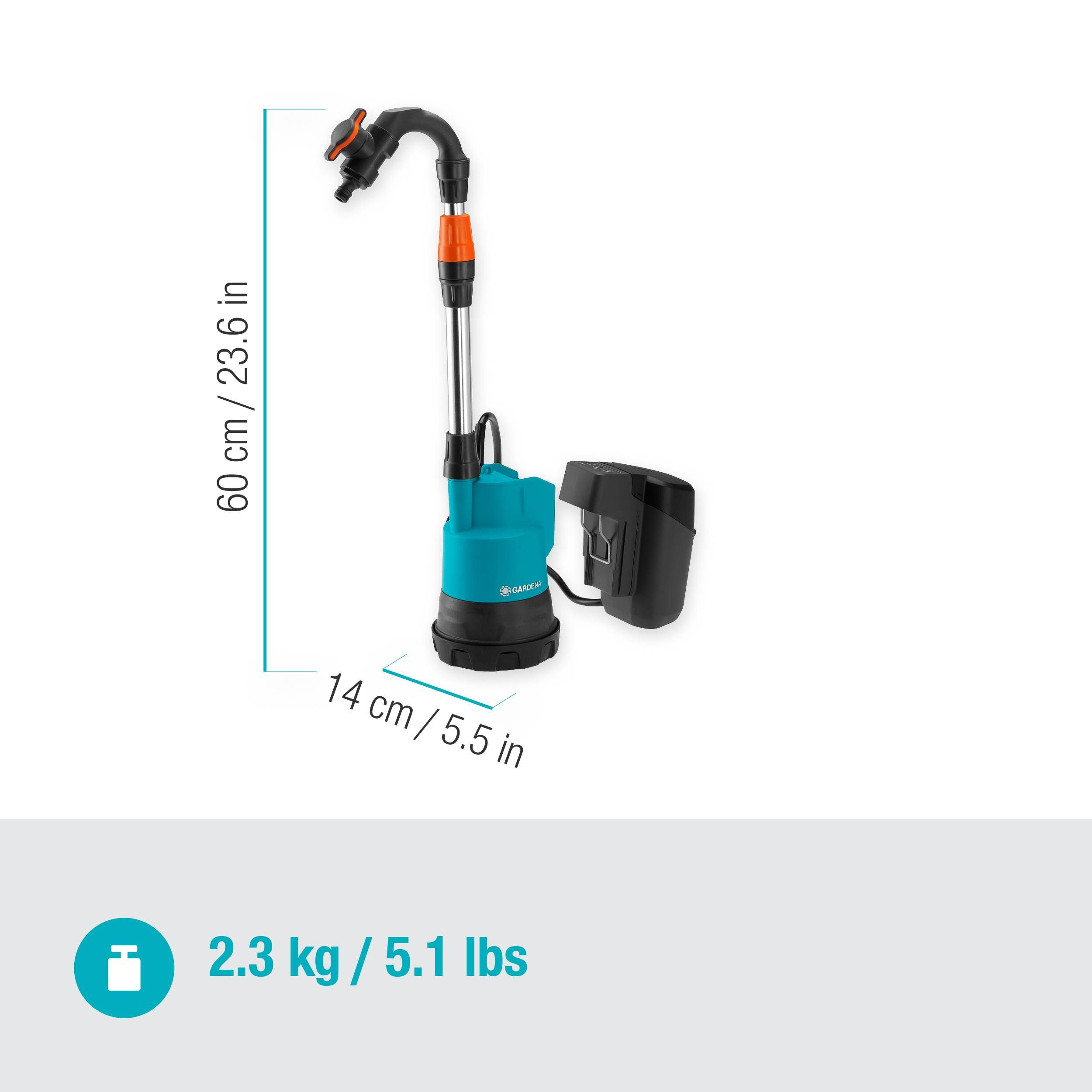Gardena Akku-Regenfasspumpe 2000/2 18V P4A solo