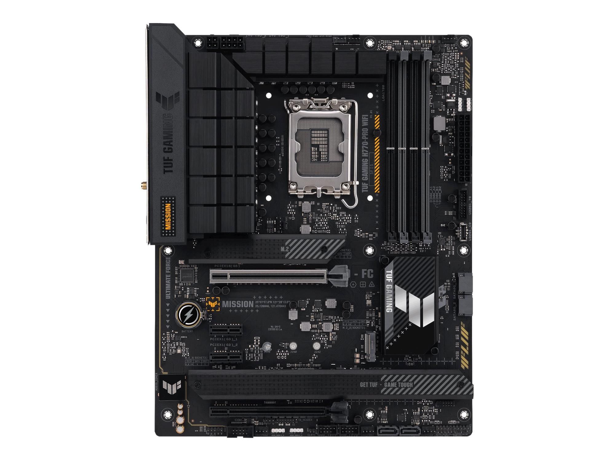 ASUS TUF GAMING H770-PRO WIFI - Motherboard - ATX - LGA1700-Sockel - H770 Chipsatz - USB4, USB-C 3.2 Gen 2x2, USB 3.2 Gen 2, USB 3.2 Gen 1, USB-C 3.2 Gen 1 - 2.5 Gigabit LAN, Wi-Fi 6, Bluetooth - Onboard-Grafik (CPU erforderlich)