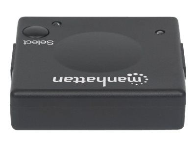 Manhattan HDMI Switch 2-Port, 1080p, Connects x2 HDMI sources to x1 display, Automatic and Manual Switching (via button)