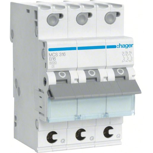 Hager LS-SCHALTER 3P 16A-C 6KA 3PLE / HAGER MCS316 QUICK CONNECT MCS316
