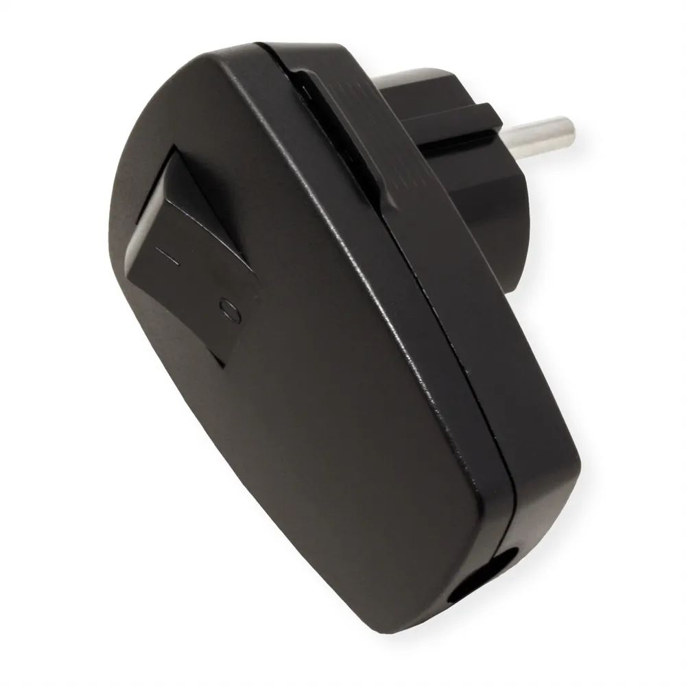 BACHMANN Schutzkontaktstecker, schwarz flach Wippschalter 2-p