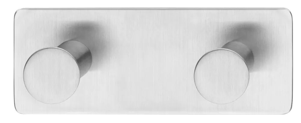 tesa® Powerbutton Doppelhaken Classic, Edelstahl, selbstklebender Wandhaken ohne Bohren