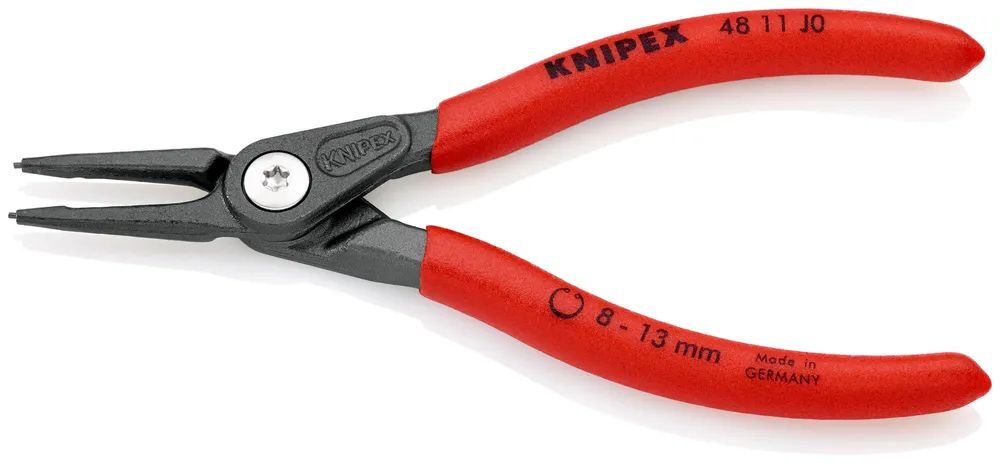 KNIPEX Präzisions-Sicherungsringzange für Innenringe in Bohrungen mit rutschhemmendem Kunststoff überzogen grau atramentiert 140 mm
