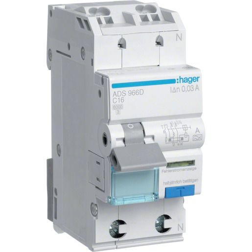 Hager FI-LS 1P+N 6KA C-16A 30MA A QC / HAGER ADS966D