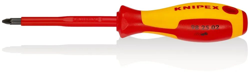 KNIPEX Schraubendreher für Kreuzschlitzschrauben Pozidriv® isolierender Mehrkomponenten-Griff, VDE-geprüft brüniert 212 mm