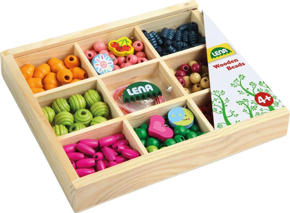 Simm Spielwaren GmbH LENA Holzperlen Holzkassette, mittel
