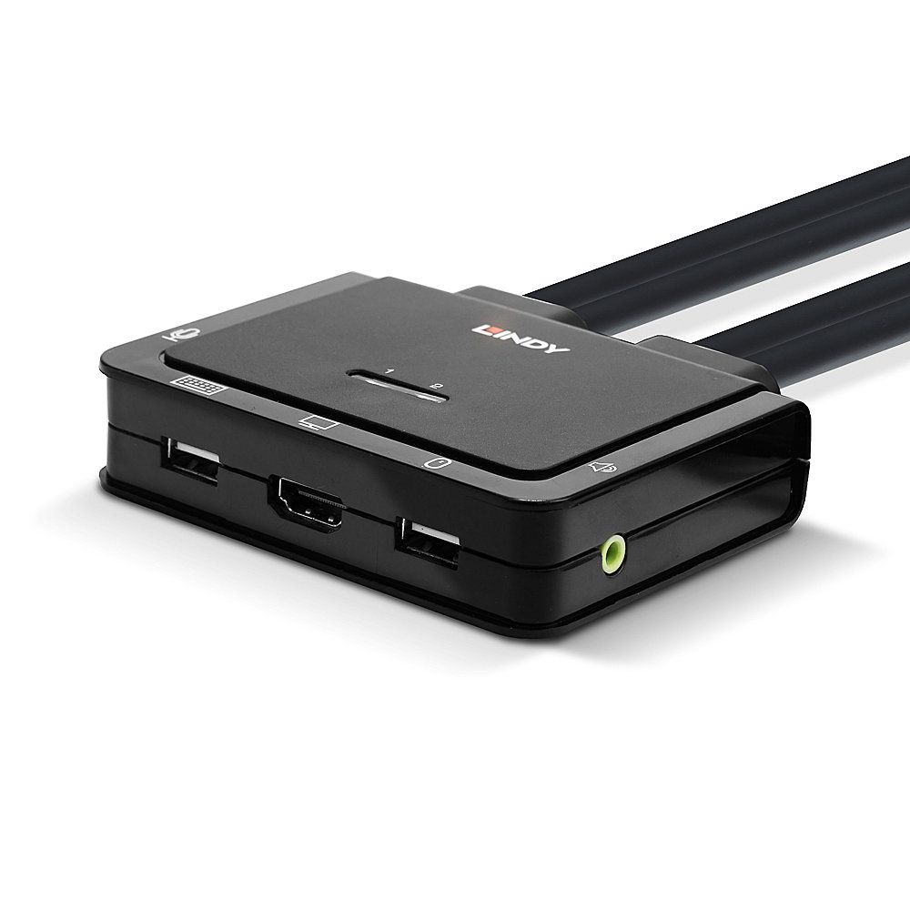 Lindy 2 Port HDMI 2.0, USB 2.0 & Audio Cable KVM Switch