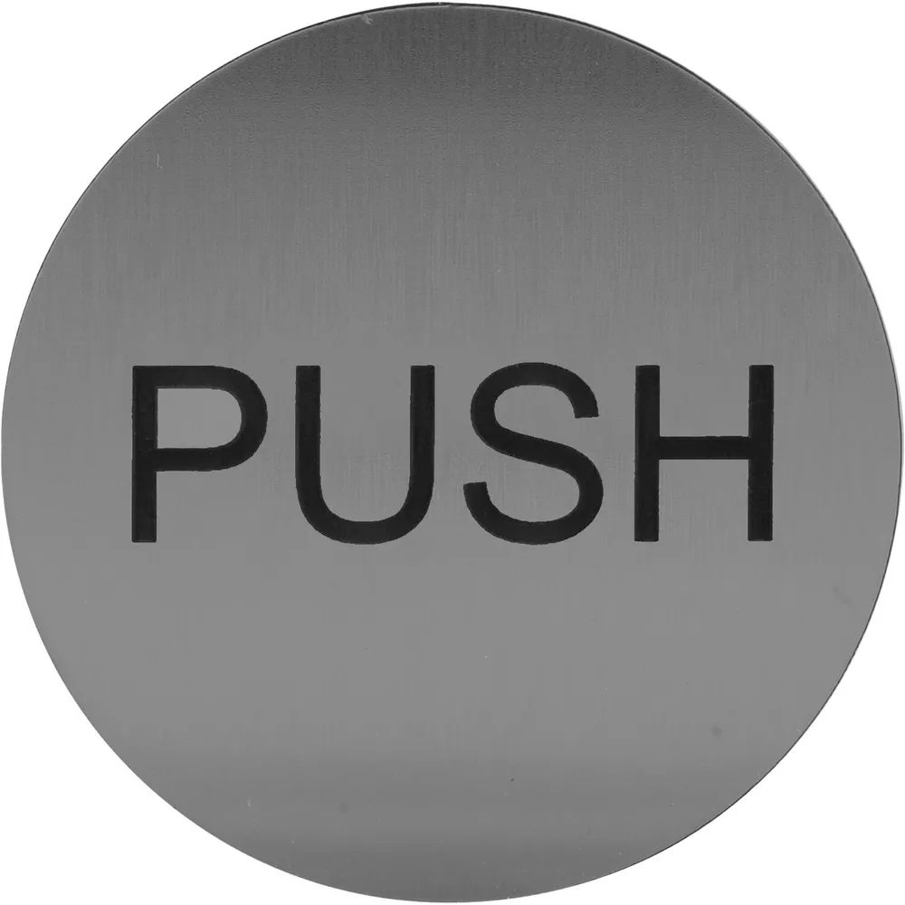 Schachermayer VVP Hinweisschild PUSH, Durchmesser 60 mm, Kunststoff Edelstahl-Effekt