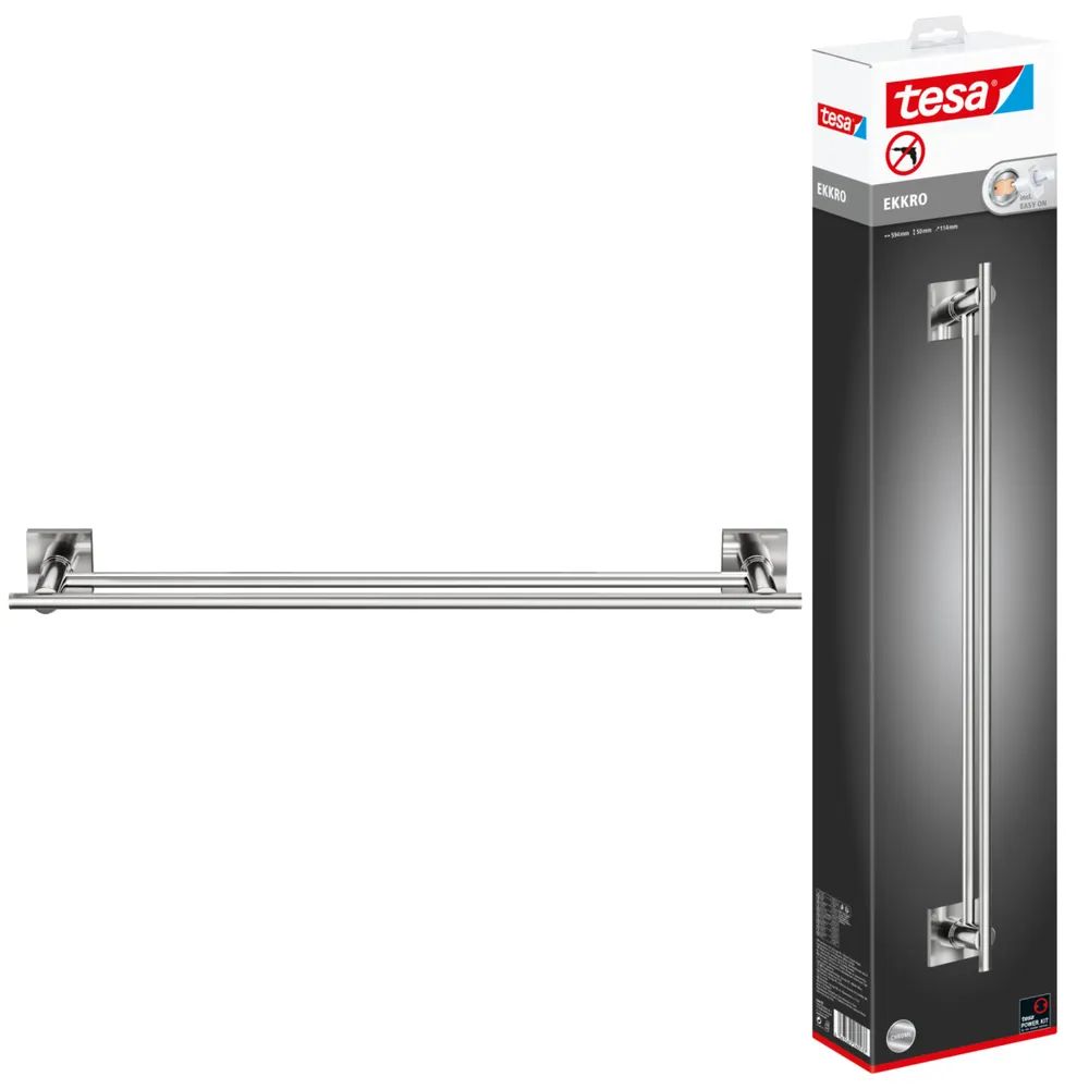tesa® EKKRO Doppel-Handtuchstange, verchromt, ohne Bohren