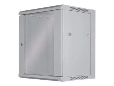Intellinet Network Cabinet, Wall Mount (Standard), 12U, Usable Depth 260mm/Width 510mm, Grey, Flatpack, Max 60kg, Metal & Glass Door, Back Panel, Removeable Sides, Suitable also for use on desk or floor, 19",Parts for wall install (eg screws/rawl plu