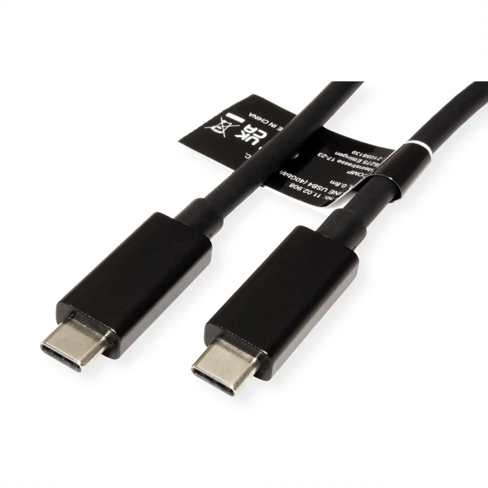 ROLINE USB4 Gen 3 Kabel, Emark, C-C, ST/ST, 40Gbit/s, 100W, schwarz, 0,5 m