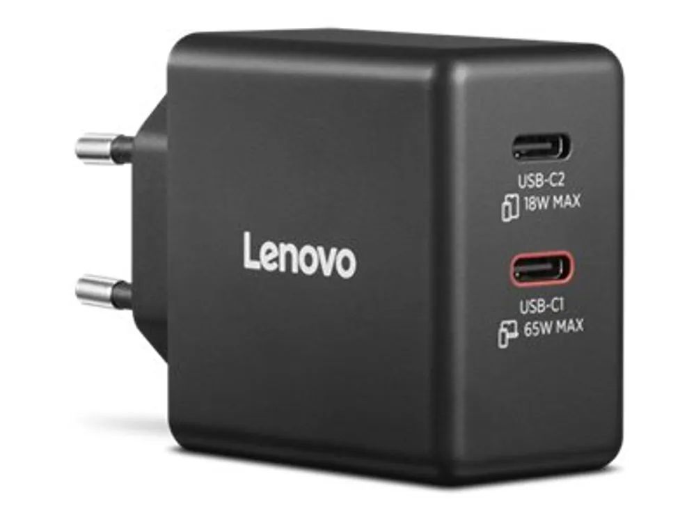 Lenovo Dual USB-C GaN Charger Black - PC-/Server Netzteil - 65.000 W