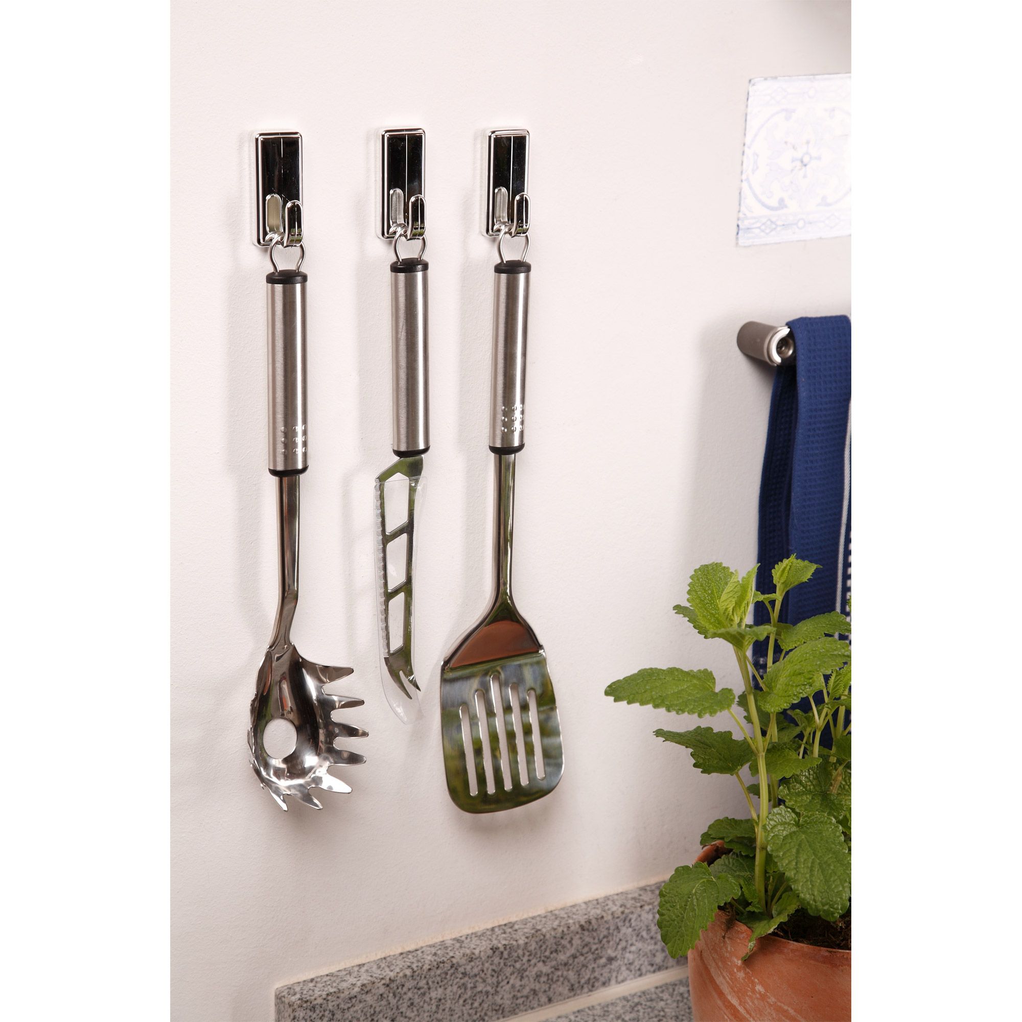 Tesa 58051 - Indoor - Universalhaken - Chrom - Kunststoff - Klebestreifen - 2 kg