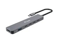 Equip Adapter USB-C->HDMI/4xUSB-C/USB-A 4K/60Hz Alu. - Adapter - Digital/Daten