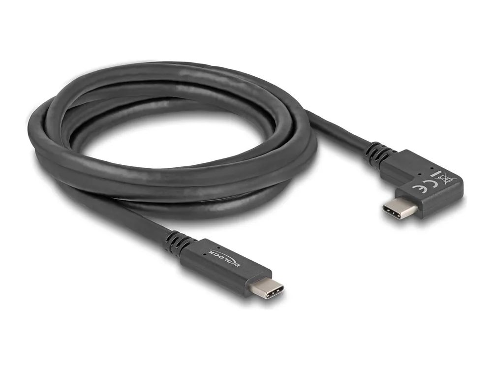 Delock USB 5 Gbps Kabel USB Type-C™ Stecker zu Type-C™ Stecker gewinkelt links / rechts 2 m 4K PD 60 W mit E-Marker (80038)